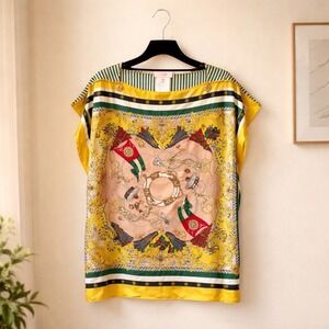 Clips More Italian Scarf Print Viscose Tunic Top Nautical Cover Up Yacht Club XL